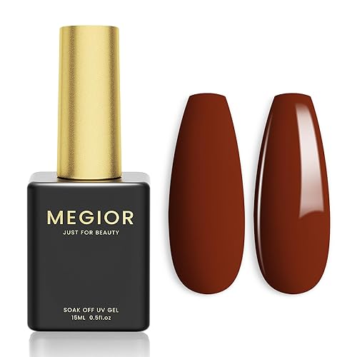 MEGIOR Esmalte de uñas de gel de 0.5 onzas líquidas, color rojo arce, esmalte de uñas de gel para remojar UV LED para otoño, arte de uñas de