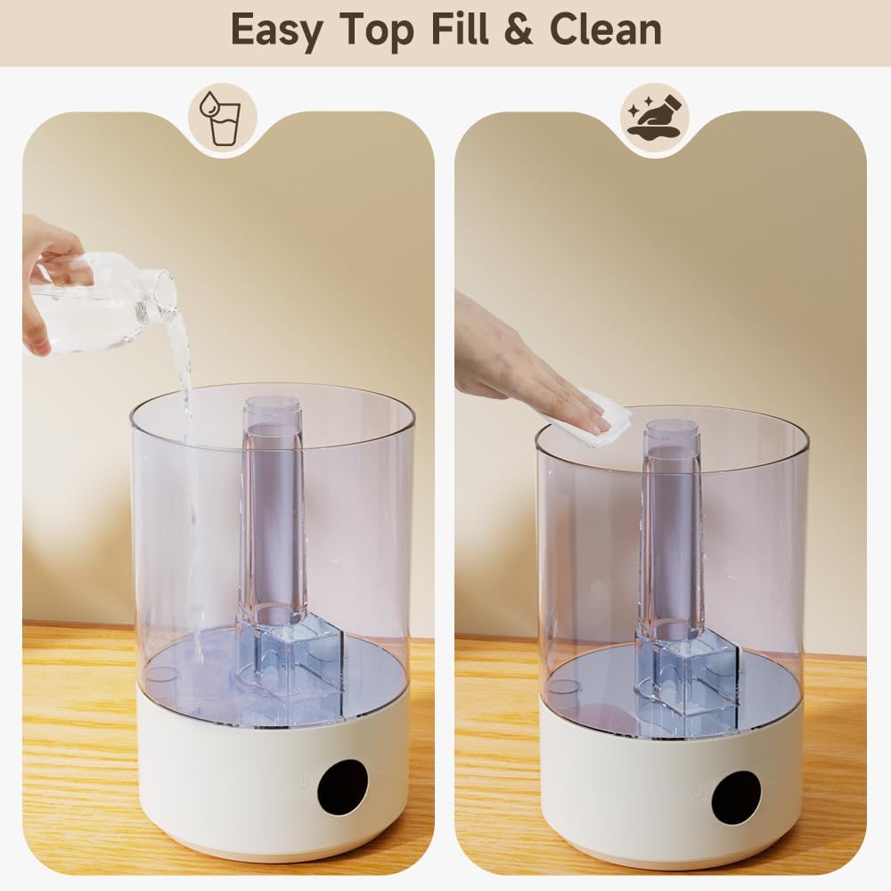 7.8L Humidifiers for Bedroom Large Room Home, Cool Mist Top Fill Essential Oil Diffuser for Large Capacity Dual Mist Outlet