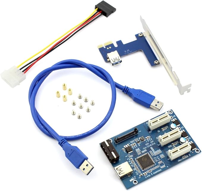 Amazon Com Jmt Pcie 1 To 3 Pci Express 1x Slots Riser Card Mini Itx To External 3 Pci E Slot Adapter Pcie Port Multiplier Card Electronics