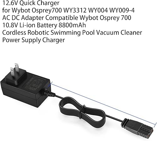 Miniatura 4 de Cargador rápido de 12,6 V para limpiador robótico Wybot Osprey para piscinas compatible con Wybot Osprey 700 1000 WY3312 WY004 WY009-4 Cargador