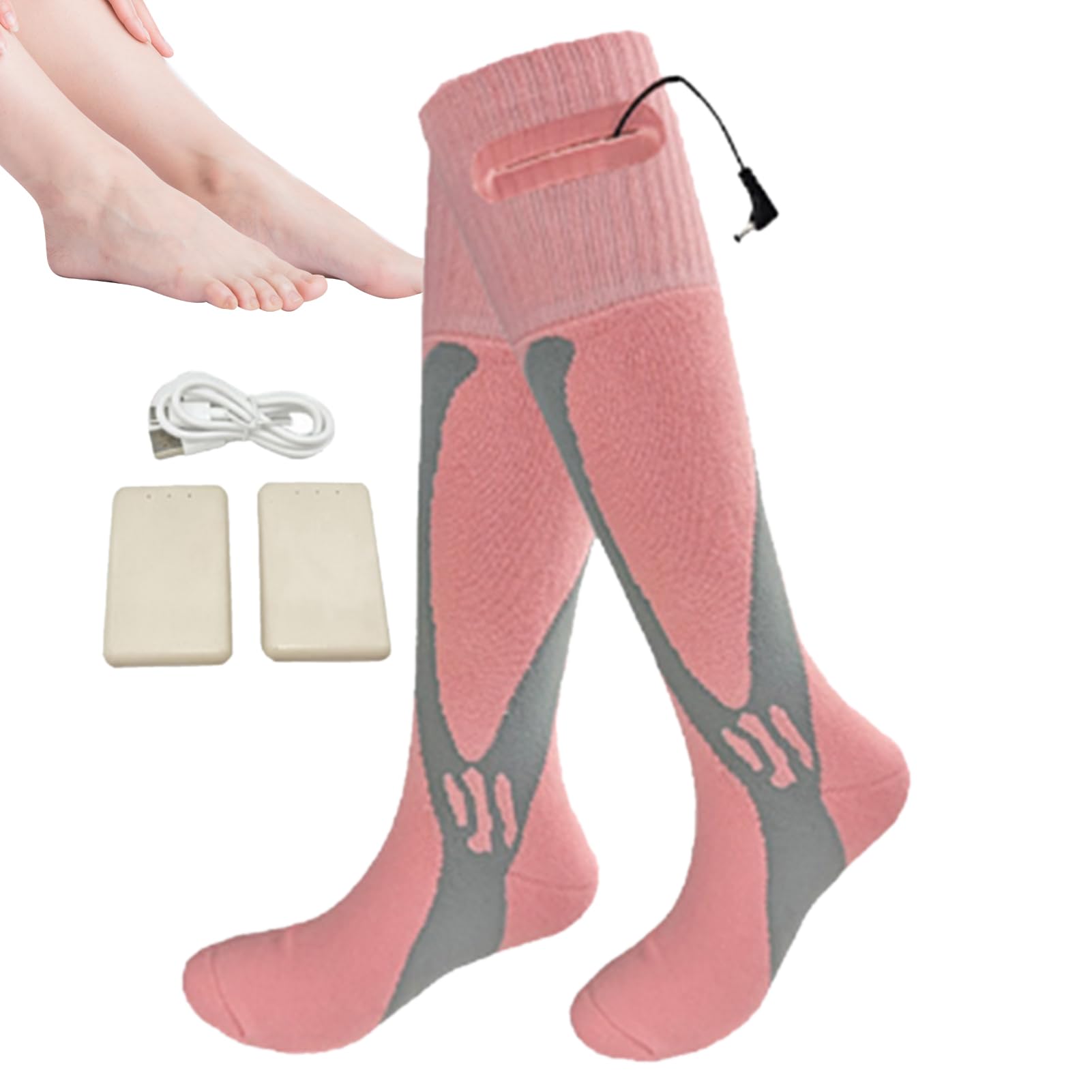 Calcetines calefactores eléctricos – Calcetines calefactores alimentados por batería recargable | Calcetín caliente inteligente para clima frío | Calcetín térmico cómodo para