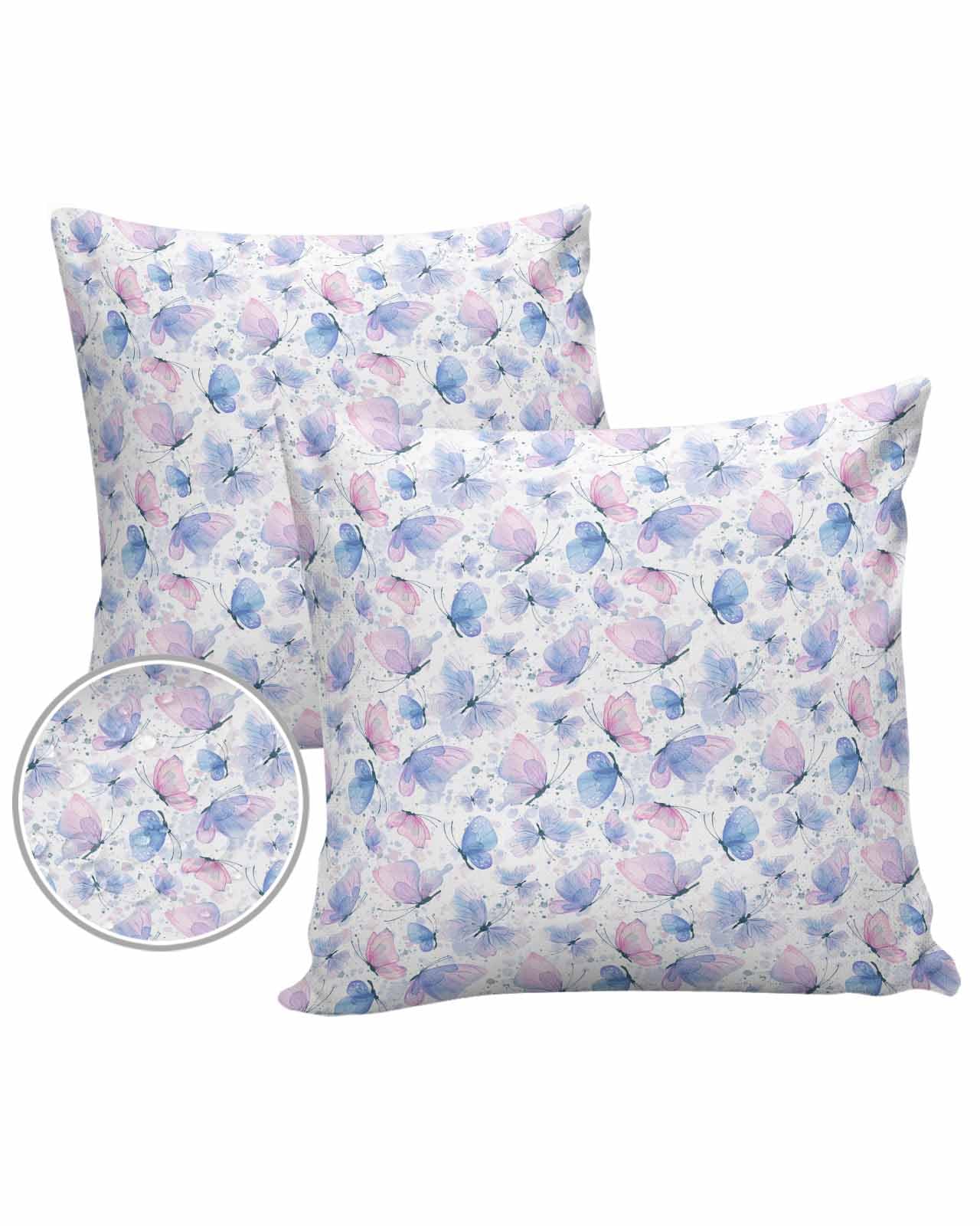 Gradient Blue Pink Outdoor Pillow Covers Waterproof,All Weather Cushion Case Set of 2 Decorative Pillowcases for Sofa Couch Bed Decor Patio Furniture 16