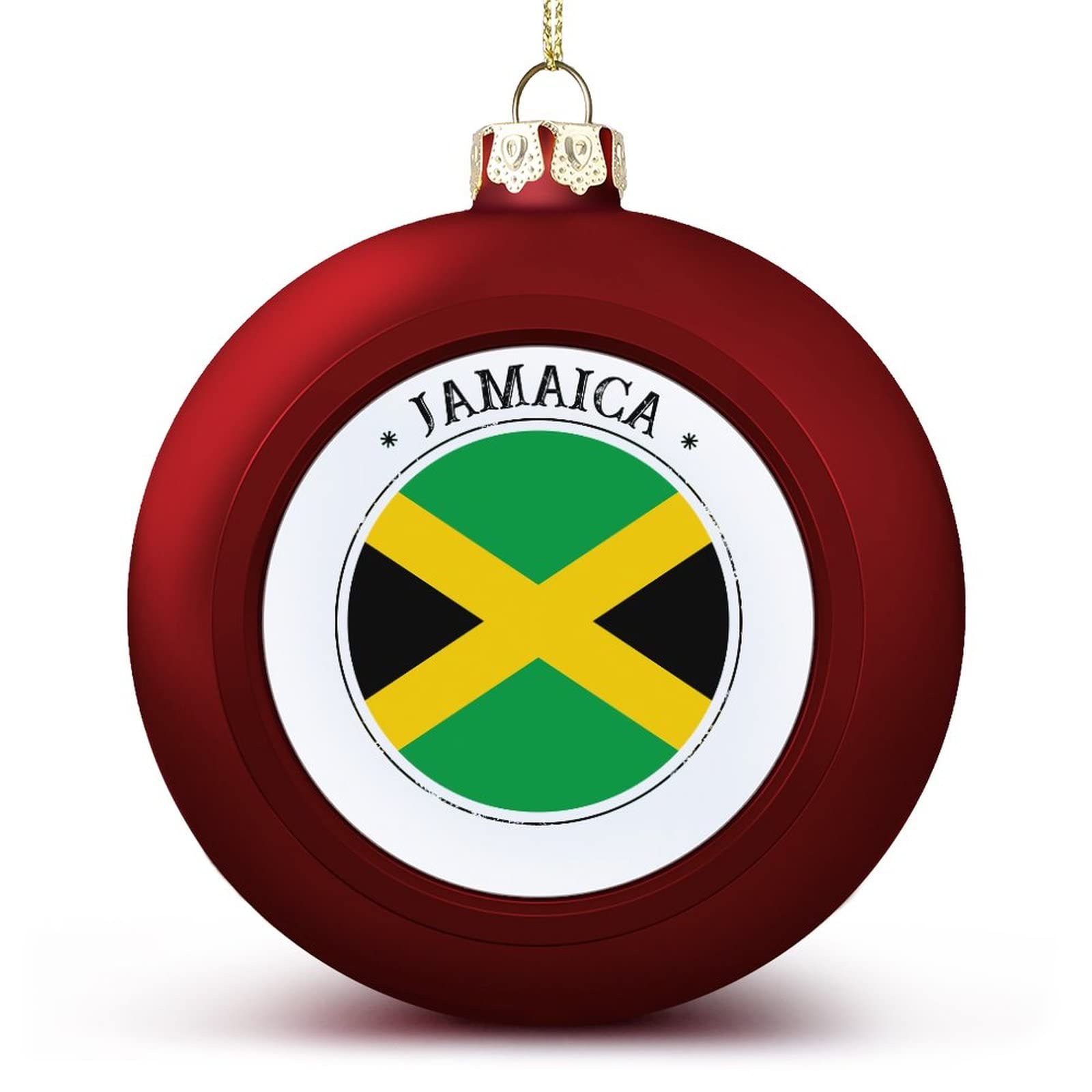 Luijorgy Men's Jamaica Red Christmas Ball Ornats, Flag Ball Ornat, National Flag Xmas Ornats For Christmas Tree New Year Seasonal Holiday Decoration Xmas Gifts For Friends