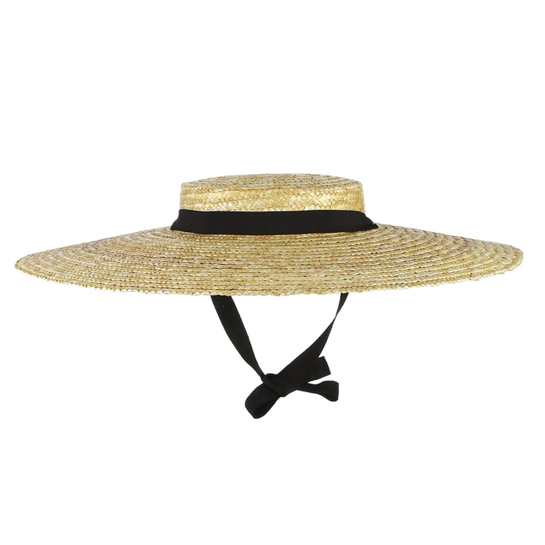 Peosaard Mujer de Sombrero de Paja de ala Ancha, Sombrero de babuero de Paja para Mujeres Playa Transpirable Sombrero de Paja Tejido protección UV con Correa de Barbilla y Forro Vintage Floppy anchu de Paja,