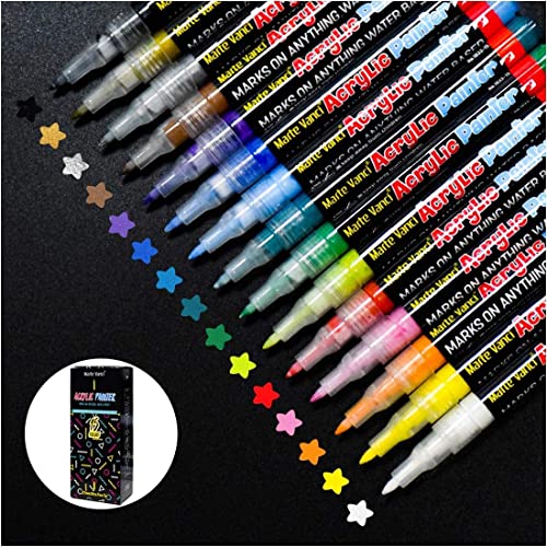 Marte Vanci Stylo à peinture fine 0,7 mm pour peinture roche, céramique, porcelaine, verre, bois, tissu, toile. Idéal pour les tasses à faire soi-même, la peinture des jouets Cover