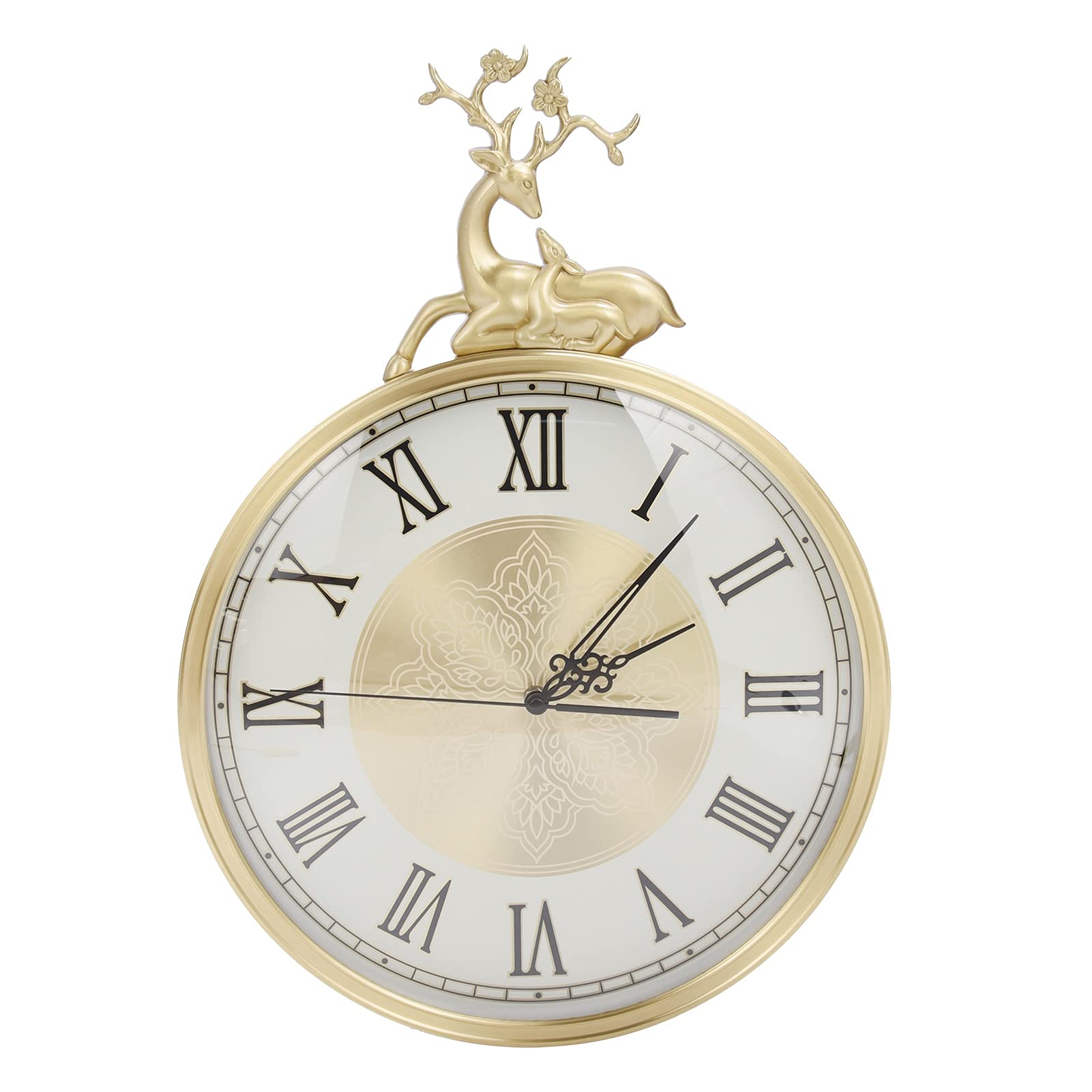 VBESTLIFE Reloj De Decoración De Estilo Europeo, Lujoso Sentido Artístico Sin Tictac, Reloj Redondo Retro De Cobre Puro con Pilas, Ideal para La Decoración del Hogar