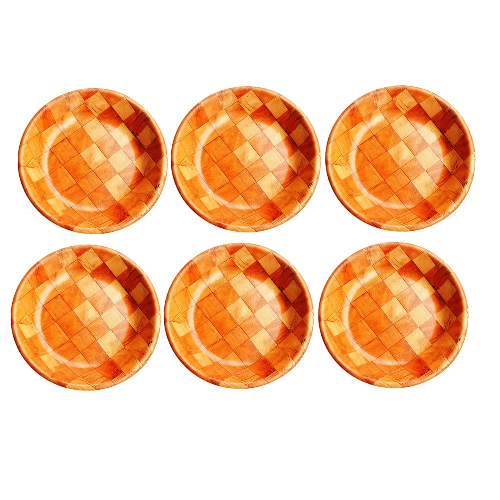 CTRLZS 6 Pcs Wooden Salad Bowls 8 Inch Wooden Salad Bowl with Square Pattern Design for Food, Fruits,Entertaining & Decorating