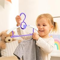 Vista 8 de Perchas de plástico para bebé, para guardería, armario, paquete de 60 perchas de plástico para niños, ahorro de espacio, antideslizantes