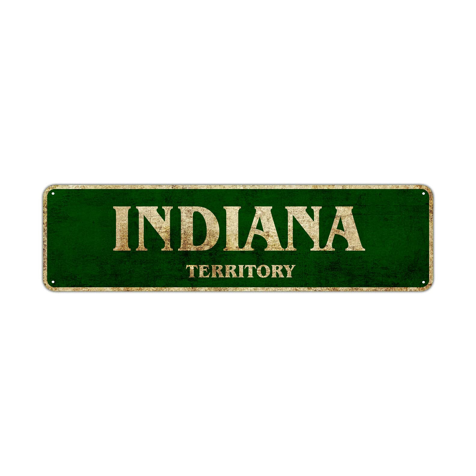 HOUVSSEN Indiana Territory Decor Wall Man Cave Bar Street Rustic Vintage Retro Metal Sign Fun Metal Sign 4x16 Inch Vintage Plaque Handicraft Best Gift Metal Tin Sign