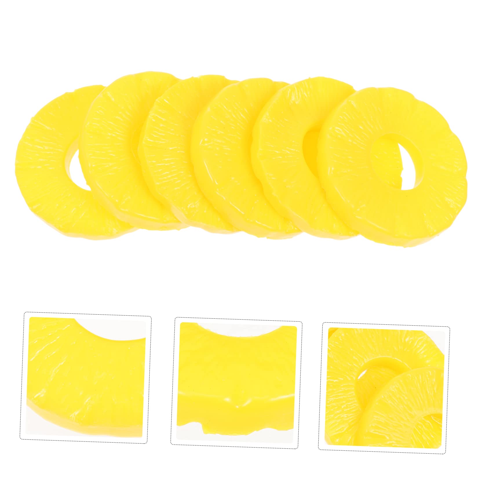 24 Piezas Anillo de piña de simulación piña Decorativa Comida Artificial para exhibir decoración Fiesta Tienda de piñas Falsas Modelo de Rebanada de piña Falsa piña de plástico