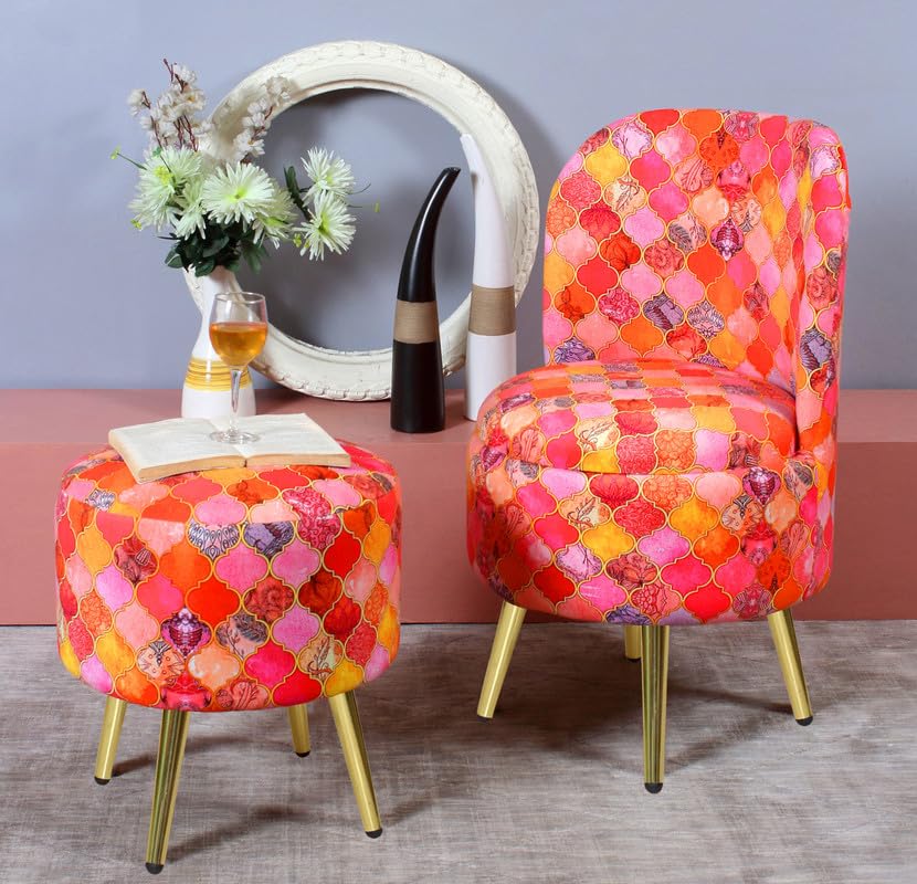 Sitting Stool for Living Room, Mudda Puffy Wooden Stools, Footstool, Pouf for Office Home Decoration & Dressing Table Sofa Chair, Combo 18x18x32 Inch, Small Diamond-image-46