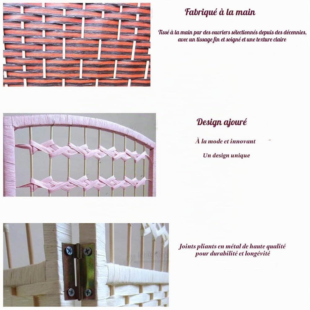 Artiz Paravent pour Chambre d'enfant en Rotin, Paravent Pliable pour Enfants Paravent pour Aire De Jeux Mobile Paravent Japonais Séparateur De Pièce (Couleur : Natural-4 Panel, Taille : 60x120cm)