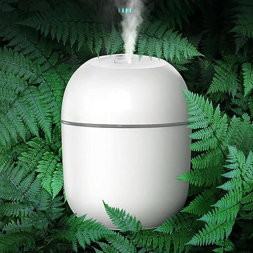 Mini humidificador, fuente de alimentación USB, adecuado para sala de estudio, dormitorio, habitación de bebé, oficina, automóvil, con LED de 7