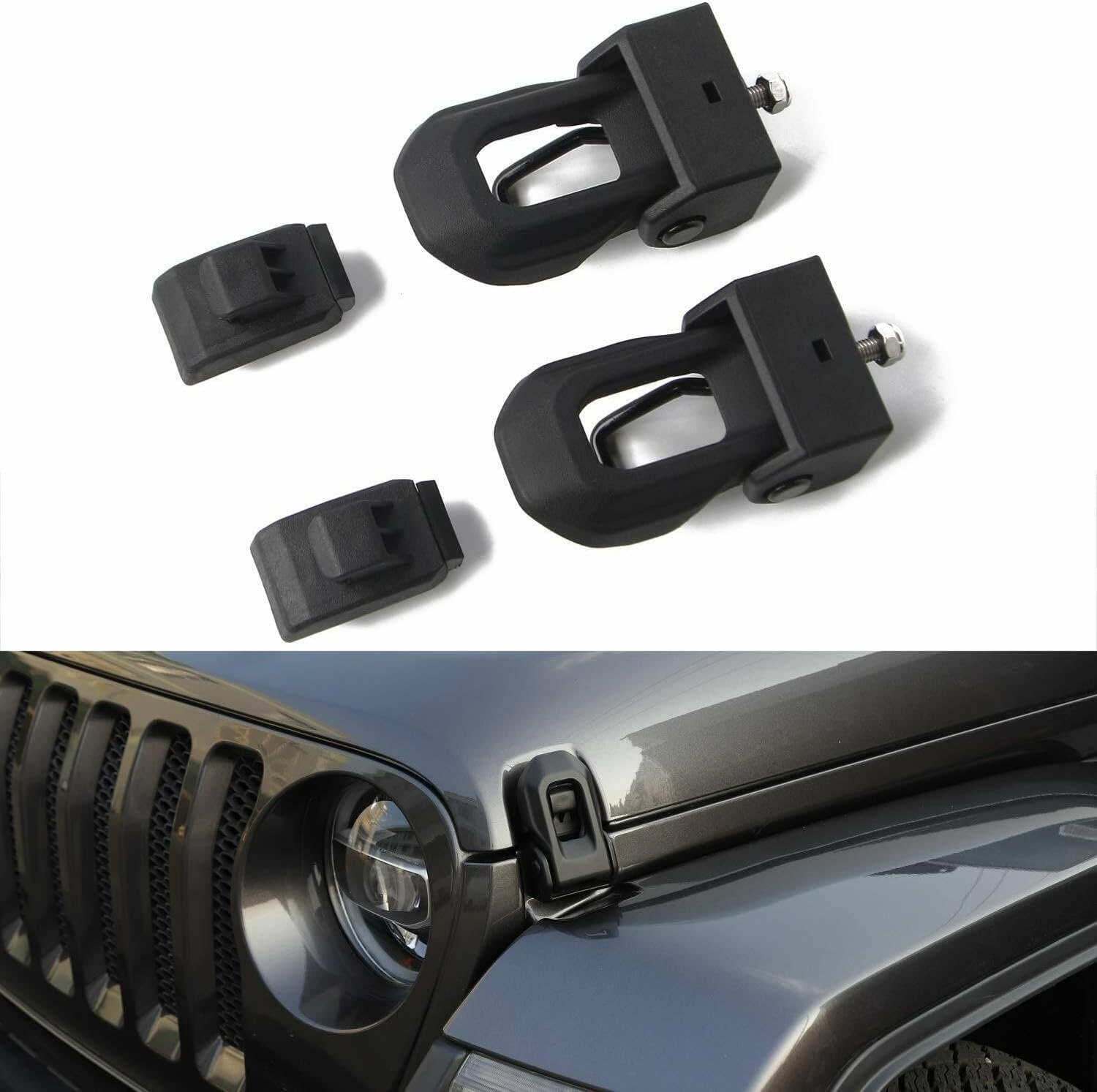 GGDZTMNB Hood Lock Catch Stainless Steel Latch Locking 2pcs /Set Left and Right for Jeep for Wrangler 2007-2018 Black TCZ12019073141