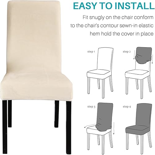 Miniatura 8 de MIFXIN Fundas para sillas de comedor, paquete de 6 fundas elásticas de terciopelo para sillas de cocina, elásticas, de elastano, lavables, fundas de