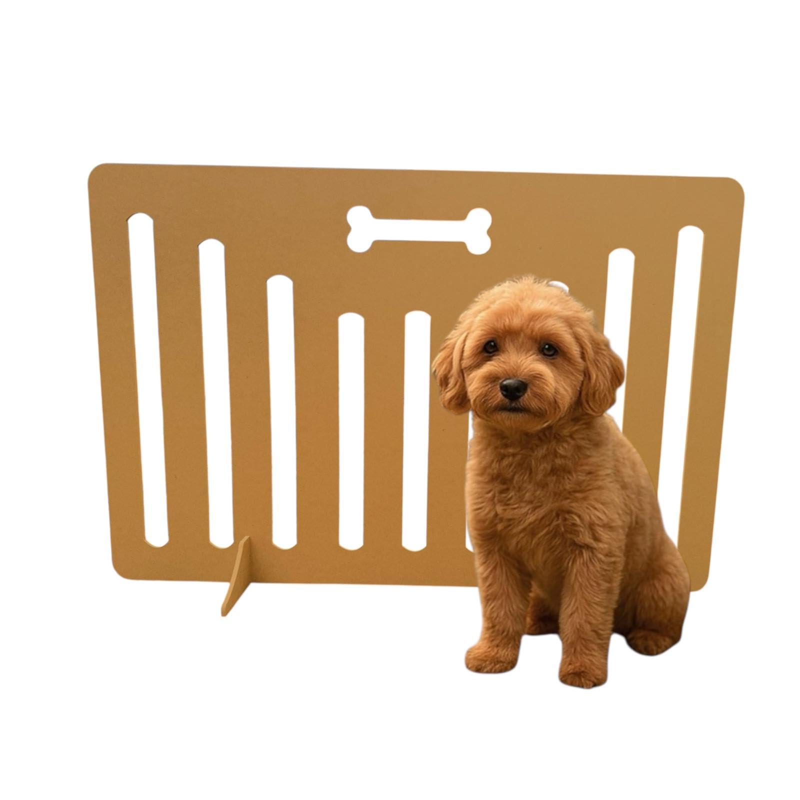 Black Dog Bone Pet Gate – No-Drill See-Through Safety Barrier for Doorways & Stairs, Lightweight Portable Pet Gate with Easy Access for Dogs & Puppies (60CM x 75 CM) (NATURAL BROWN)