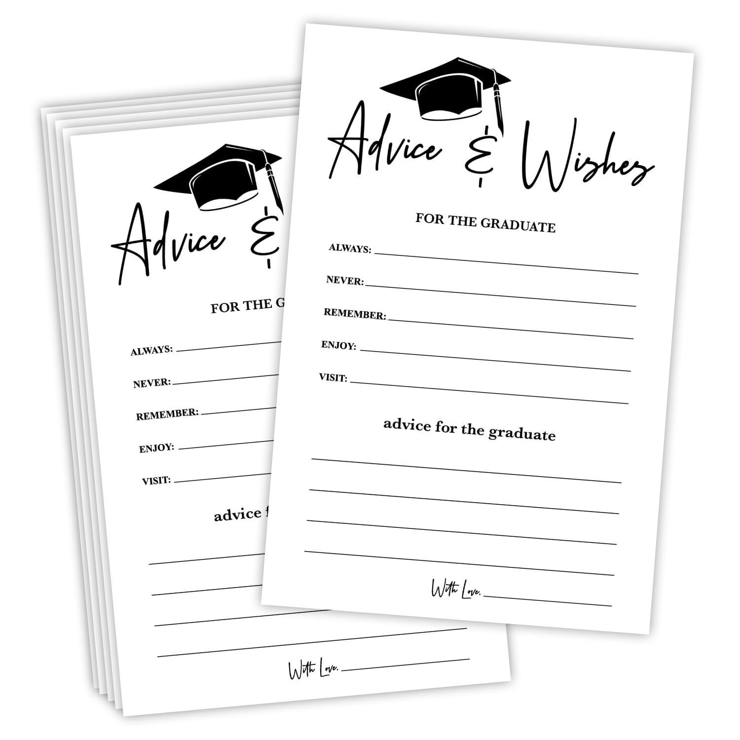 HUQIL Graduation Advice Cards, 20 Advice and Wishes Card Graduation Party Decorations, Congrats Grad Party Supplies for University College or High