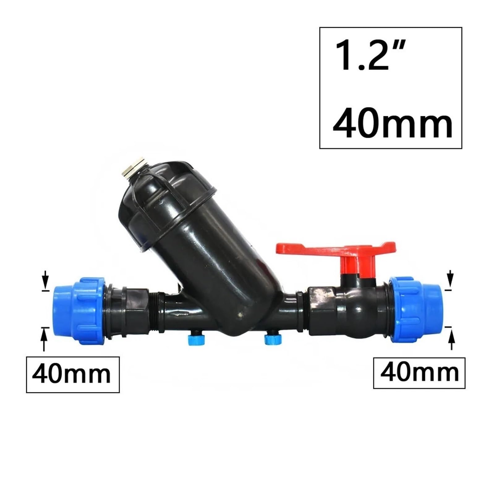 Filtro de malla metálica for riego agrícola 3/4", 1", 1,2",5" y 120 con acoplador rápido tubo plástico(Black)