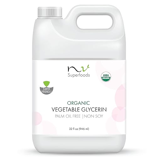 NV Superfoods - Glicerina vegetal orgánica - 32 onzas líquidas - Grado alimenticio USP, 100% natural, portador para aceites esenciales, perfecto