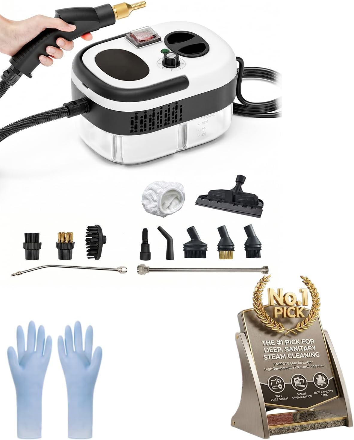 2500w Handheld High Temperature Pressurized Steam Cleaner for Home Portable Pressure Steamer Car Engine Temp Heavy Duty with Attachments Hand Held Power Canister Cleaners Mop Steamers Cleaning(C)