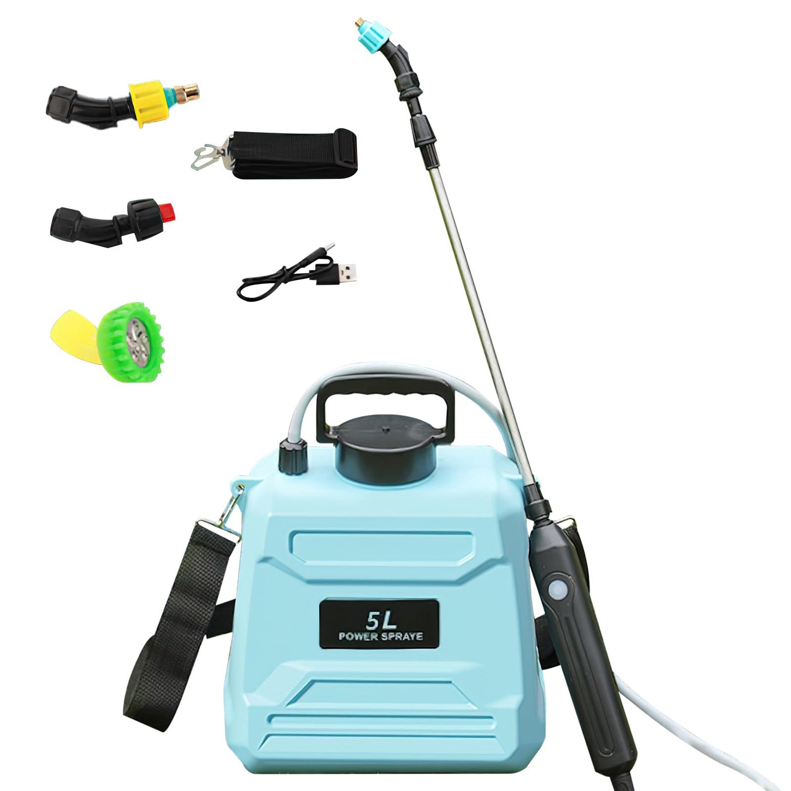 Battery Powered Sprayer 5L/8L,Upgrade Electric Garden Sprayer with Mist Nozzle,USB Rechargeable Handle and Retractable Wand