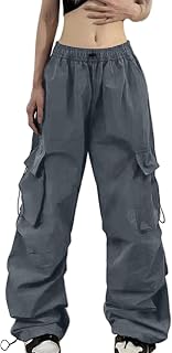 2025 Pantalones de paracaidismo cargo de verano para mujer, corte holgado, bolsillo vintage, estilo callejero, pantalones para exteriores, talla 40