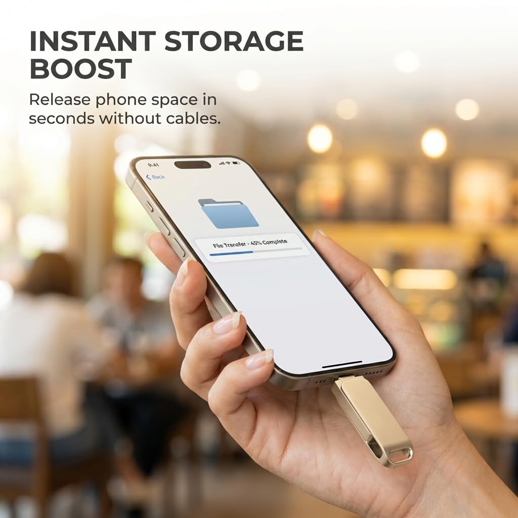 Memoria USB C 256 GB,USB 3.0,Dual Drive Pendrive Tipo C y USB OTG Interfaces duales,Plata Carcasa de Metal Elegante y Duradera,Compatible con Smartphones, Android, iOS,PC, Mac — view 3