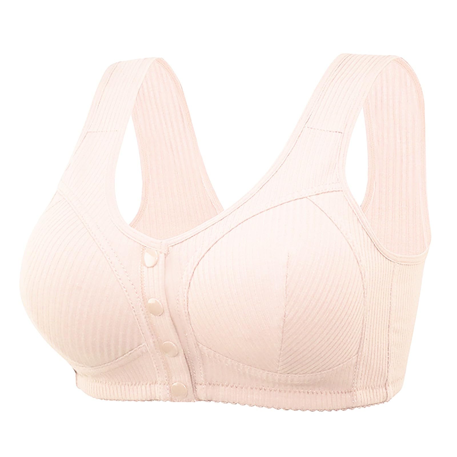 Sujetadores con botones frontales para mujer, sujetadores para mujer, tirantes anchos, cobertura completa, bralettes acanalados, sin costuras, brasier push up, brasier elástico para uso diario