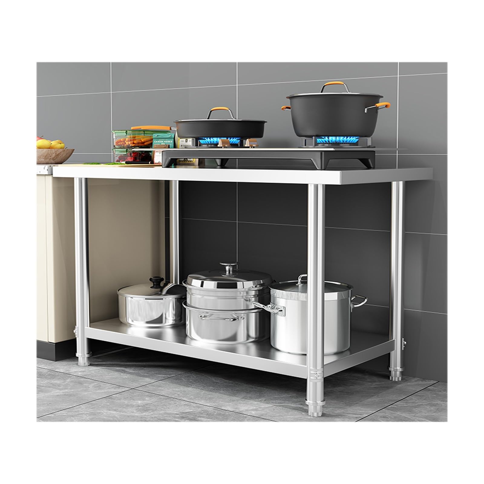 Stainless steel catering workbench, Kitchen Catering，Covering Home Kitchens, Restaurant, Corporate Canteens and Other Scenarios(120 * 40 * 80cm/47.2 * 15.7 * 31.5in)