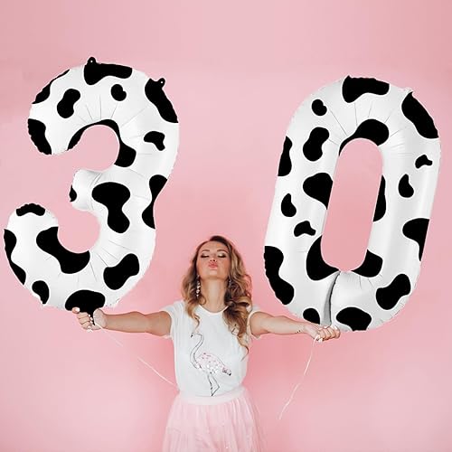 Miniatura 4 de Globo número 4 de 40 pulgadas con estampado de vaca, globos de aluminio con números grandes para fiesta de cumpleaños, baby shower, primera fiesta