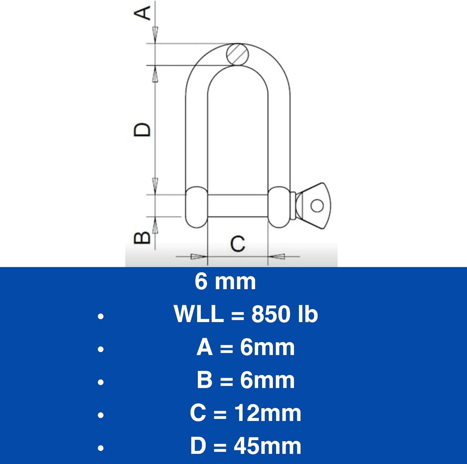 MarineNow 316 Stainless Steel Long D-Shackle – Heavy-Duty Marine Grade Shackle with Screw Pin, Anti-Corrosion & Rust-Resistant for Boat, Anchor Chain, Rigging, Towing (Choose Size & Pack Quantity) - Image 6