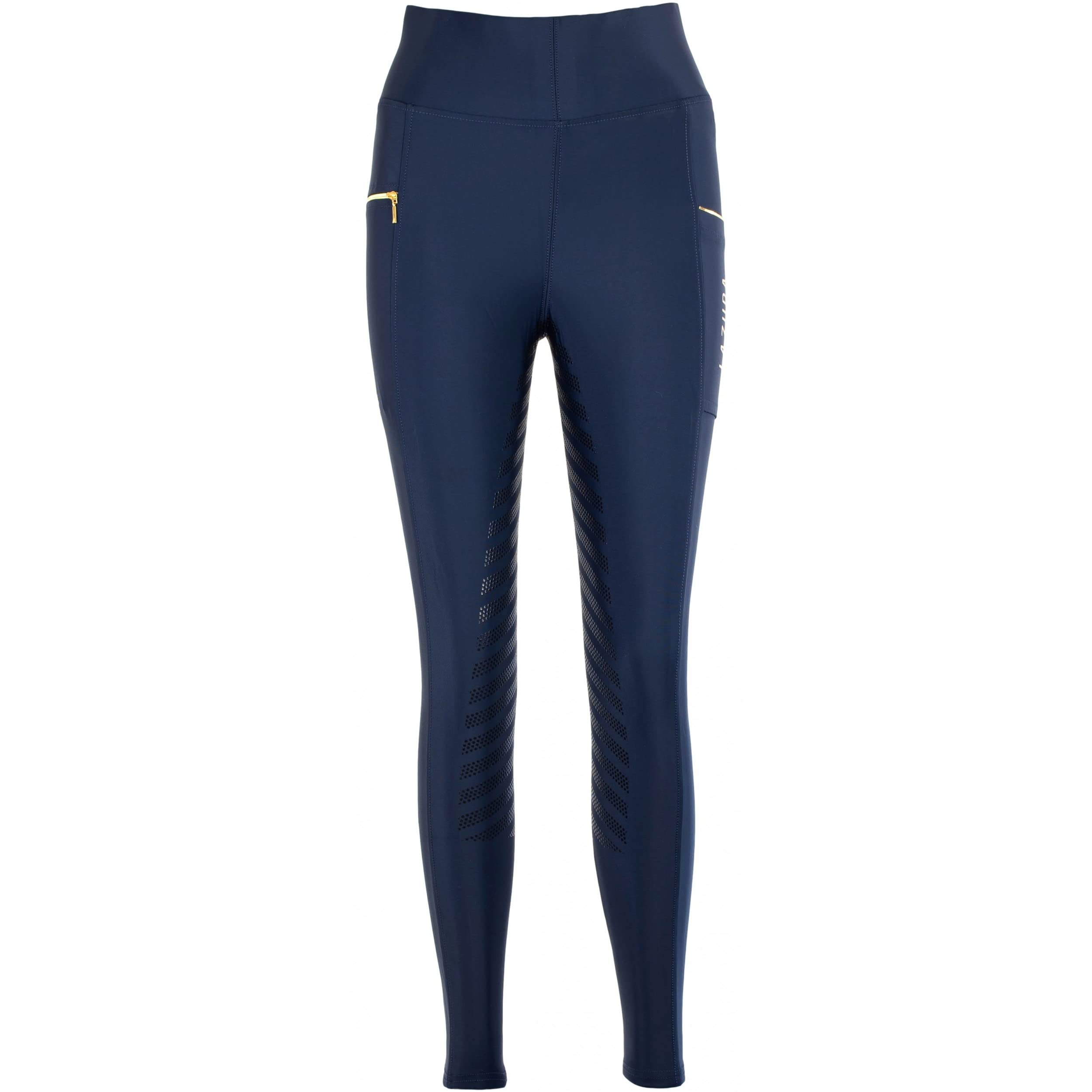 Lazura - Reitleggings für Damen Fenja | Vollbesatz aus Silikon | Reithose mit 2 seitlichen Handytaschen | Vollbesatzreithose in Navy | Reitbekleidung in Größe 36/38 | Vollbesatz aus Silikon – Reithose mit 2 seitlichen Handytaschen – Vollbesatzreithose – R