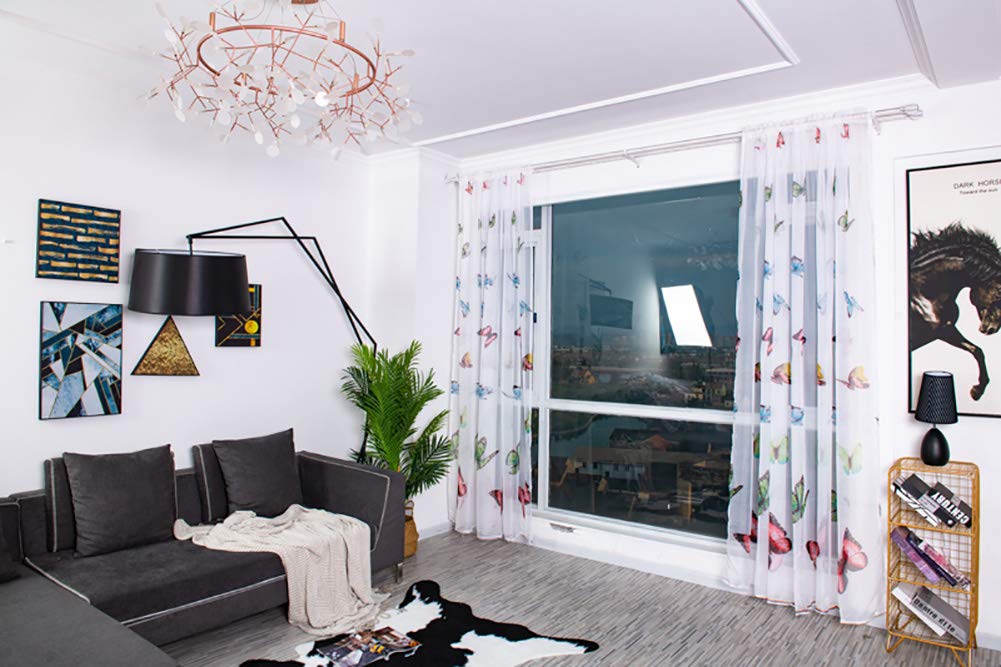BOYOUTH Tende In Voile Con Foglie Di Salice Ricamate - Bianco, 2 Pannelli (100x250 Cm) Con Tasca Per Asta, Perfette Per Camera Da Letto E Soggiorno