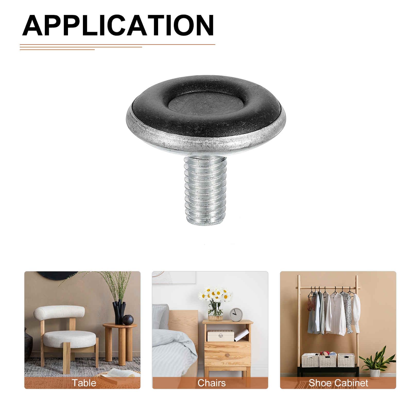 DTGN M8x15x30mm(DxLxOD) Screw on Furniture Glide Leveling Feet - 4Pack - Good for Furniture - Adjustable Thread Leveler - Silver - Image 4