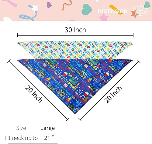 Miniatura 9 de CROWNED BEAUTY Bandanas reversibles para perros de cumpleaños, paquete de 2 unidades, juego de feliz cumpleaños, bufandas triangulares ajustables