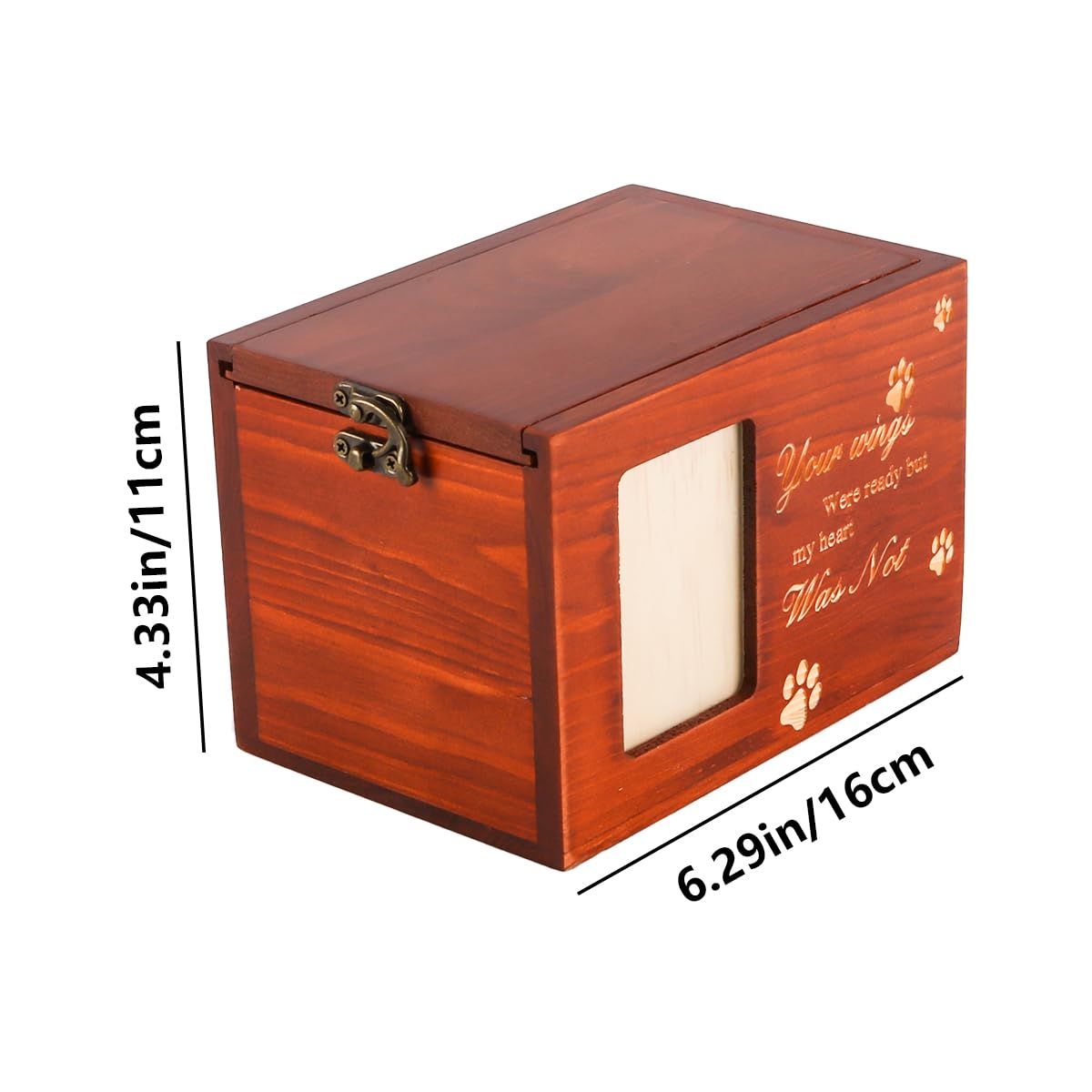 Legno Naturale Urna per Ceneri per Animali Domestici Scatola Commemorativa con Cornice Foto