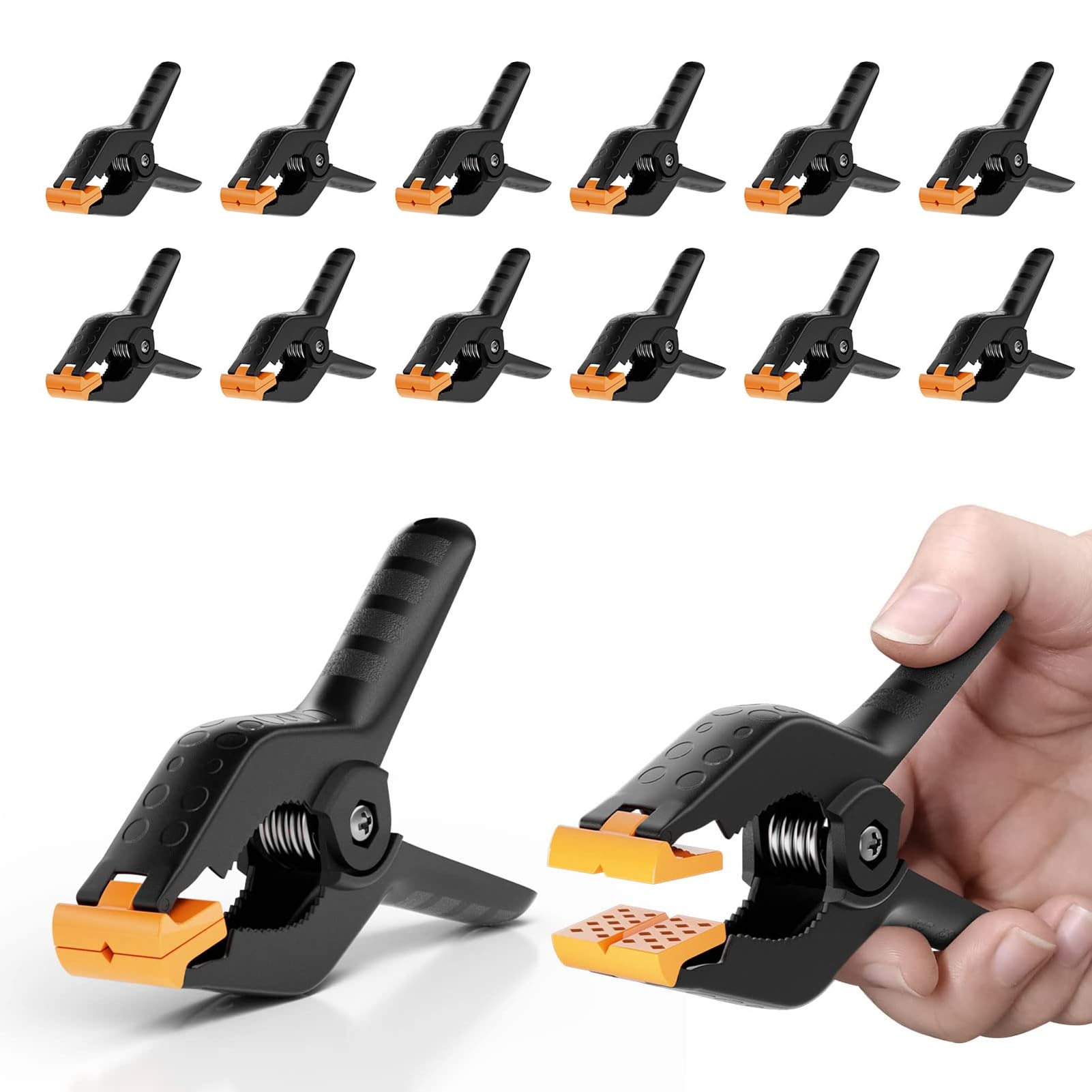 EMART 12 Pack Heavy Duty Muslin Spring Clamps, Professional 4.5 Inch Plastic Backdrop Clips for Photography Studio, Photo Booth, Background Stand, Paper, Woodworking, Crafts, Tarp