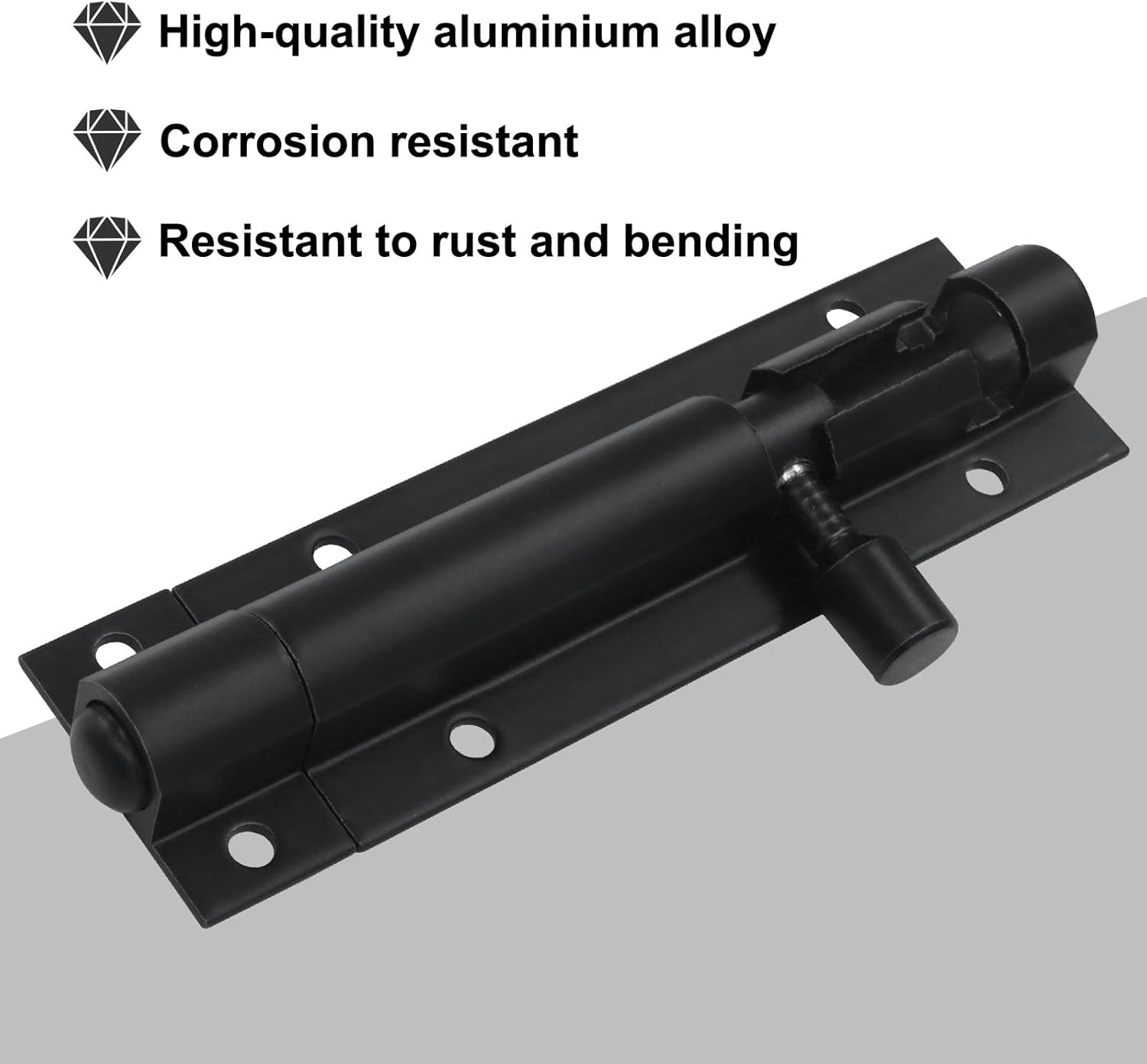 Jiozermi 6 Pcs 3 Inch Barrel Bolt Latch, Aluminum Alloy Slide Door Latch Lock Heavy Duty Slide Bolt Gate Latch for Security Home Warehouse Garden Door Gate(Black)