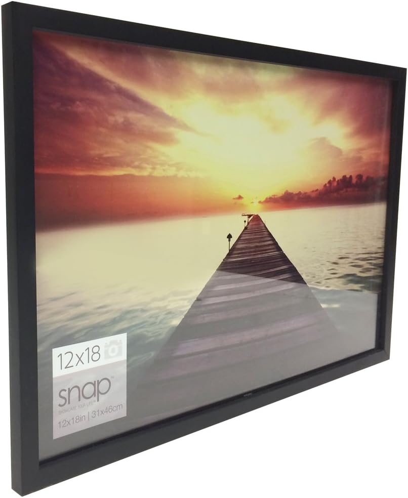 Snap 10FW1569E Solid Wood Wall Poster Picture Frame, 12" x 18", Black -