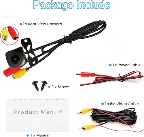 Miniatura 7 de DVRMEDIA Cámara de respaldo para automóvil, visión nocturna de 1080P, IP69, impermeable, cámara inversa de 170, gran angular de 170, cámara de