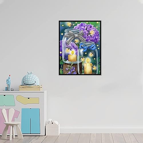 Miniatura 5 de NAIMOER Kits de arte de diamantes para adultos, kits de arte de diamantes para adultos, flores de arte de diamantes de hortensia, kit de arte de