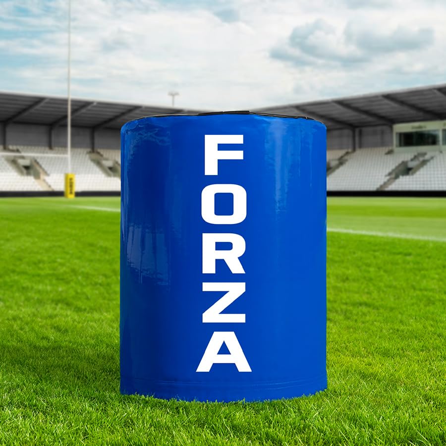 FORZA Low Height Rugby Tackle Bag – Pro Model Rugby Training Tackle Pad with Shock Reducing Foam Core, 615gsm Reinforced Cover & Padded Handles – Junior to Senior Contact Practice Bag (Blue, Senior)
