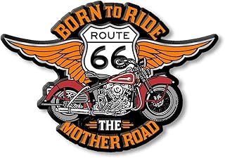 Route 66 Born to Ride Motorcycle Magnet by Classic Magnets, 4.3" x 3", Collectible 3D Rubber Vintage-Style Souvenirs and Gifts Made in The USA
