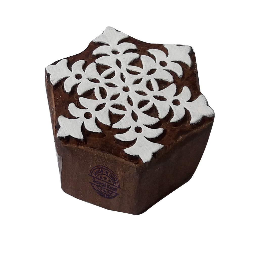 Crafty Print Blocks Snowflake Shapes Wood Stamps - DIY Henna Fabric Textile Paper Clay Pottery Block Printing Stamp