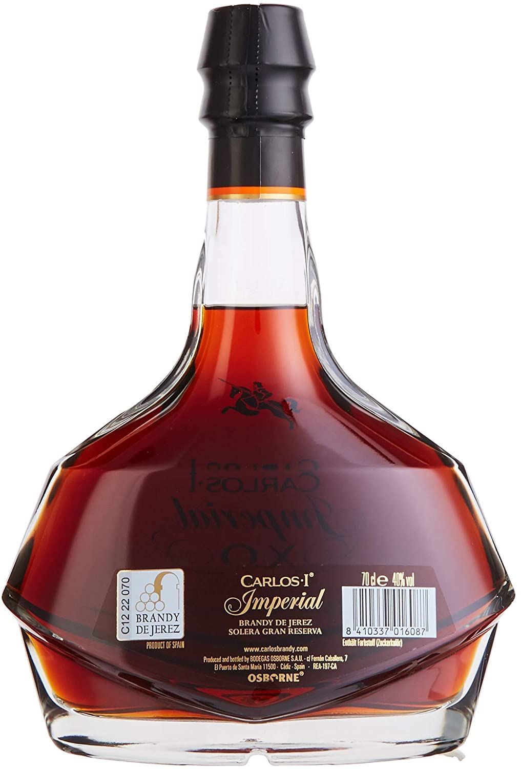 Osborne Carlos Imperial Brandy, 700 ml & Brandy De Jerez con Confezione Regalo, 700ml