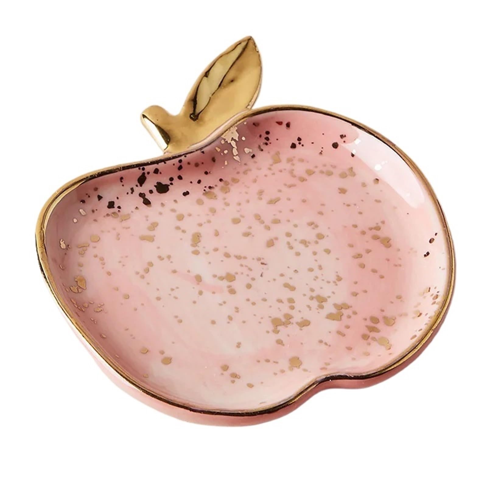 QXBFNDC Ceramic Jewelry Dish Ceramic Watermelon Apple Small Jewelry Dish Earrings Necklace Ring Storage Plates Fruit Dessert Display Bowl Decoration(9.8x8.2x2cm)