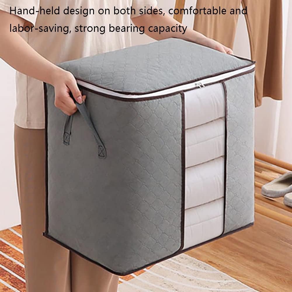 Clothes Storage Bag，Bedding Storage Foldable Storage Box Portable Clothes Organizer Tidy Pouch Non-Woven Moving Packing Luggage Bag Quilt Storage Container Bag(48cm*28cm*50cm)