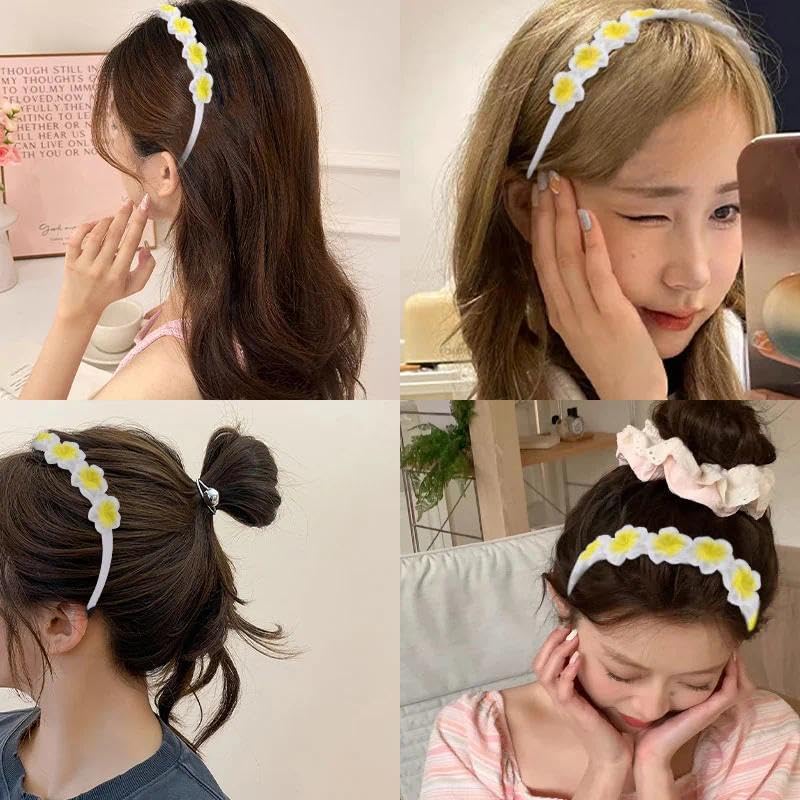 Miniatura 4 de Guqqeuc Diadema floral hawaiana blanca para niñas, diadema de plumeria para el verano, playa, boda, baile de graduación