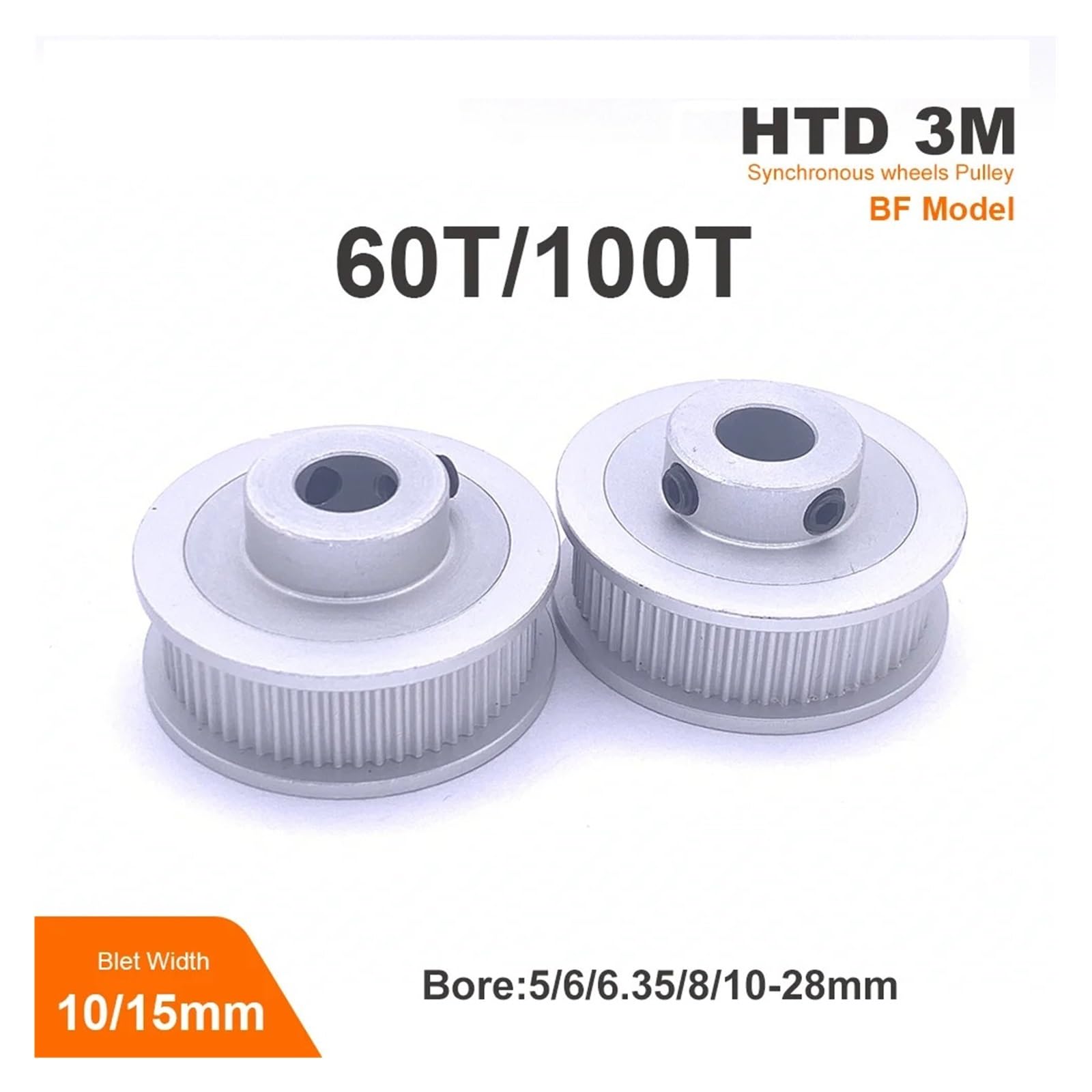 1 pz HTD 3 M Puleggia Dentata 60 T/100 Denti Tipo BF Foro 5/6/6.35/8/10/12-25mm Larghezza Della Cinghia 10/15mm Parti Stampate in 3D(Bore 12mm,60T_10MM)