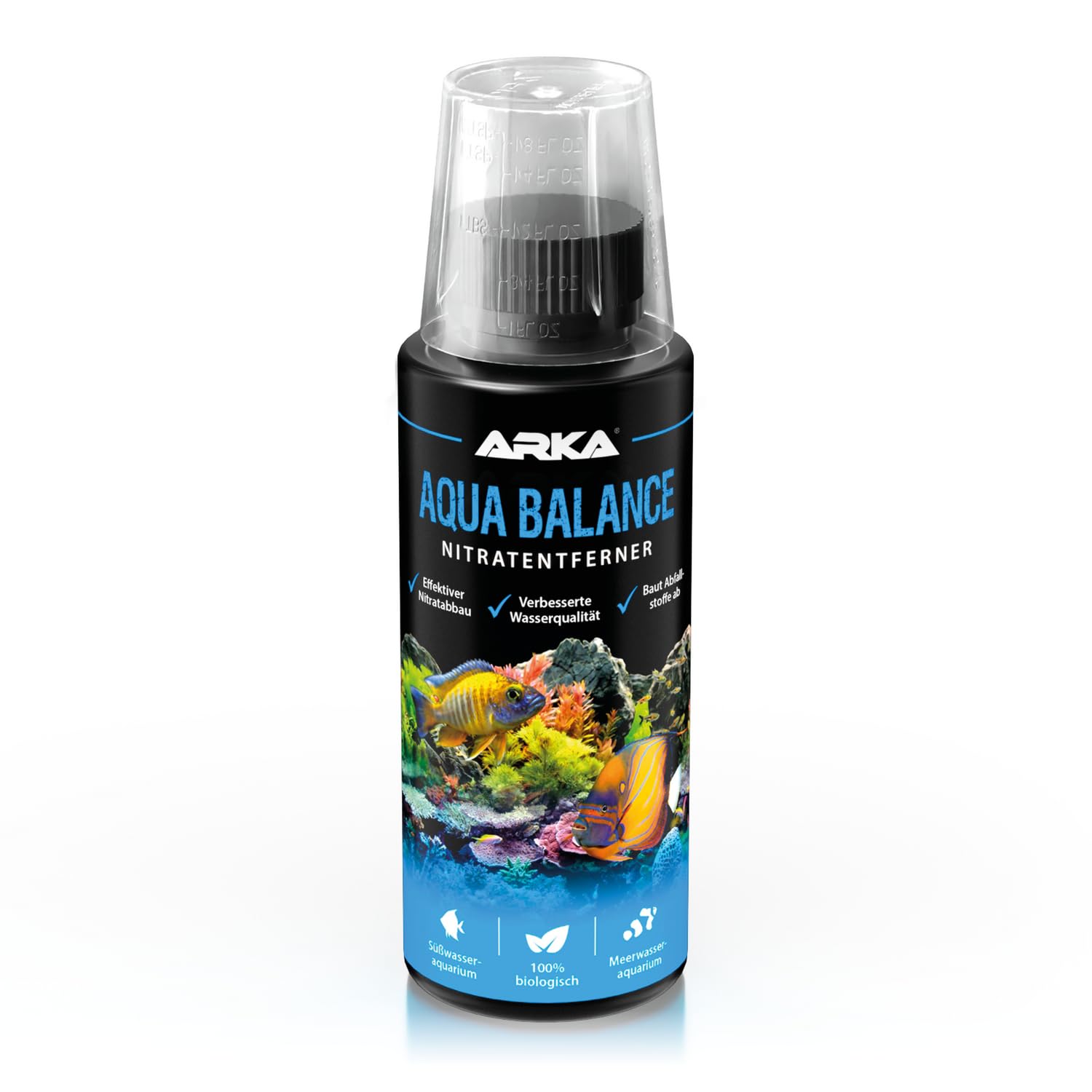 Nitratentferner Aquarium 118 ml – biologische Soforthilfe gegen Nitrat, Algen & Trübstoffe – für Süß- & Meerwasser – stabilisiert Wasserwerte – ARKA Aqua Balance